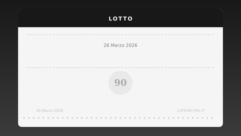 Lotto, estrazione del 26/03/2026: i numeri vincenti ruota per ruota