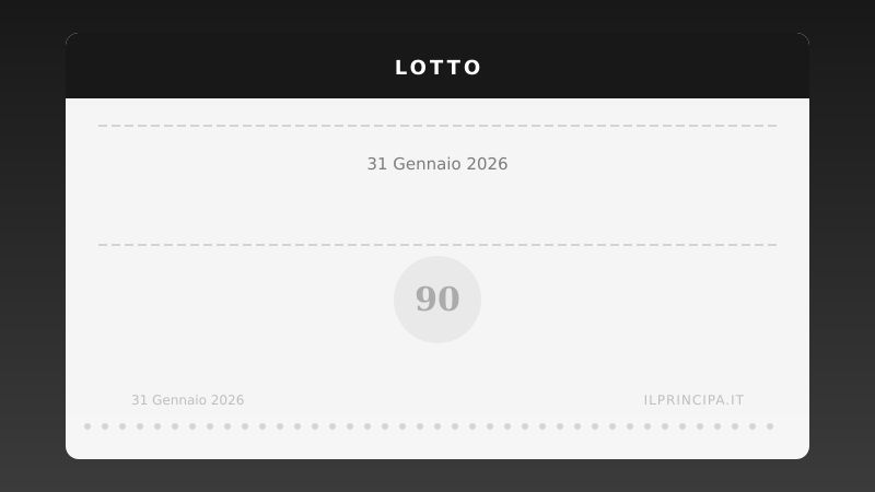 Lotto, estrazione del 31/01/2026: i numeri vincenti ruota per ruota
