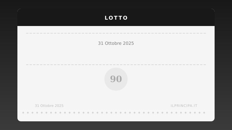 Estrazioni Lotto di venerdì 31 ottobre 2025: tutti i numeri sulle 11 ruote